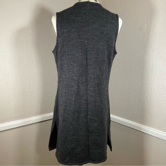 Tahari Merino Wool Knit Sweater Vest Open Front Gray Size Small - Picture 4 of 10